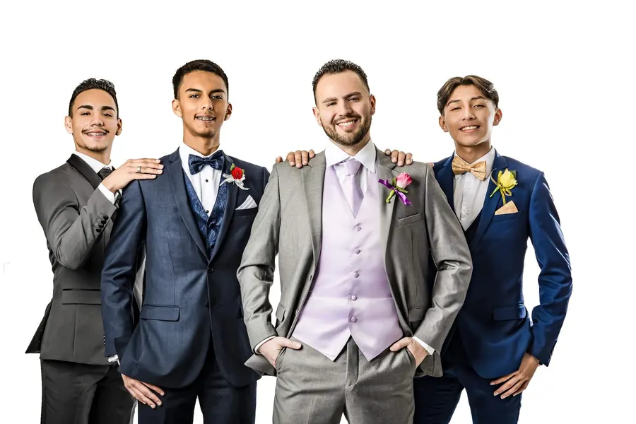 Light grey, navy and grey suits